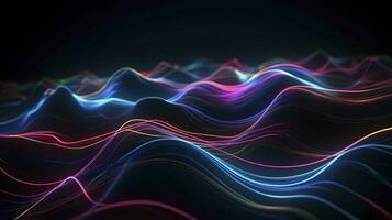 abstract wave background with blue, pink and black lines, in the style of light purple and red, uhd image, sparse backgrounds, smokey background, generate ai photo