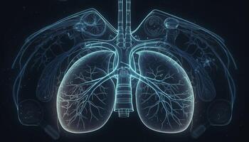 Smoky lungs of a smoker on a dark background isolate medical concept 3d illustration photo