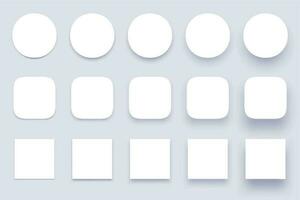 Button shadows. Simple shape shadow, clear buttons badges and miscellaneous shapes material shadows isolated 3d realistic vector set