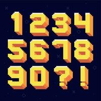 Pixel numbers. Retro 8 bit pixels number font vector illustration set