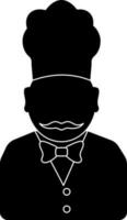 black and white character of faceless chef. vector