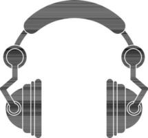 black and white headphone in flat style. vector