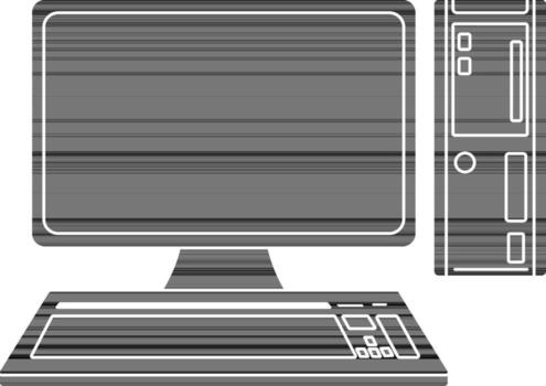 black and white computer and cpu. vector