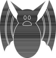 Character of a bat in black and white color. vector