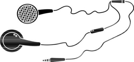 Earphone in black and white color. vector