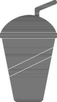 black and white coffee cup with a straw. vector