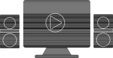 Flat style black and white home movie theatre. vector