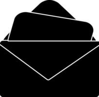 Open envelope with latters in black and white color. vector