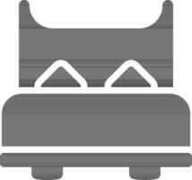 black and white bed with pillow in flat style. vector