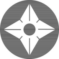 Flat icon of campass in black and white color. vector