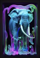 an image of an elephant surrounded by other colors, in the style of translucent resin waves, retro filters, realistic lighting, generate ai photo