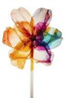 Watercolor of pinwheel toy in colorful rainbow color, generate ai photo