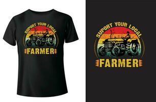 apoyo tu local agricultores camiseta diseño vector