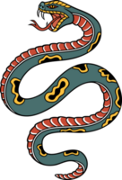 Old School Style Tattoo Snake Design. PNG Illustration.