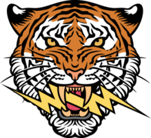 Tiger Face with Lightning Bolt PNG Illustration