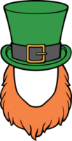 Leprechaun with Beard and Top Hat. Saint Patrick's Day Design. PNG Illustration.