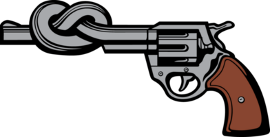 Revolver Barrel Tied in Knot PNG Illustration