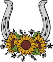 Horseshoe with Sunflowers PNG Illustration