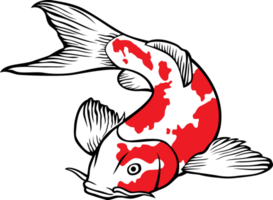 PNG Illustration of a Japanese or Chinese Inspired Koi Carp Fish