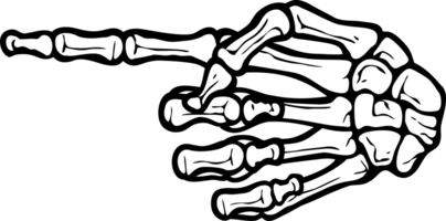 skelett hand med pekande finger. png illustration.