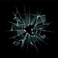 Broken window glass. Broken windshield, shattered glass or crack windows. Shards of computer screen isolated vector illustration set