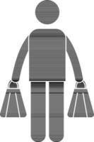 Character of faceless human holding bags. vector