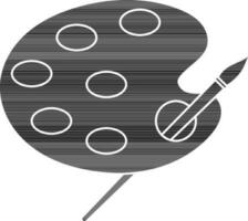 Painting plate with brush in black and white color. vector