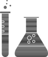 Black and white beaker with test tube. vector