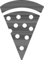 Slice of pizza in black and white color. vector