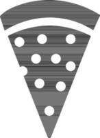 Slice of pizza in black and white color. vector