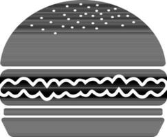 Flat style burger in black and white color. vector