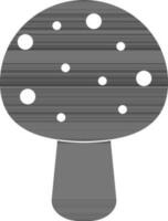 Illustration of a mushroom in black and white color. vector