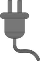 Flat style electric plug in black and white color. vector