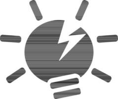 Black and white electric bulb with rays. vector