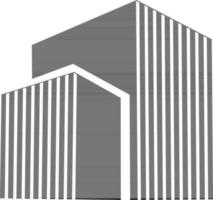 Black and white building in flat style. vector