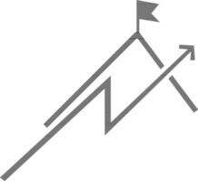 Black and white flag on mountain with graph. vector