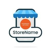 online store name template on mobile app marketplace concept illustration flat design editable vector for icon, infographic, banner