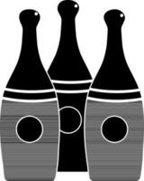 black and white bowling pin in flat style. vector