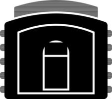Black and white building in flat style. vector