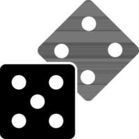 black and white two dices in flat style. vector