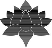 Flat style lotus flower in black and white color. vector