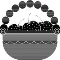 black and white apples in basket made by dotted. vector