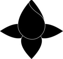 Flat style lotus bud in black and white color. vector