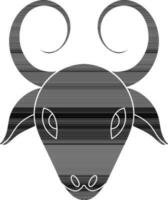 Face of bull in black and white color. vector