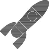 Flat style black and white rocket. vector