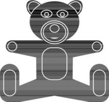 Teddy bear in black and white color. vector