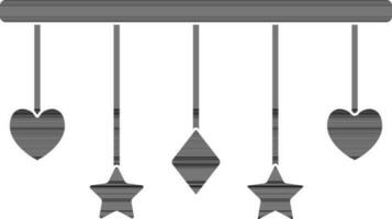 black and white wind chimes in flat style. vector