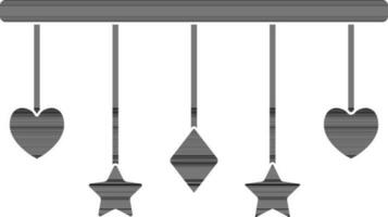 black and white wind chimes in flat style. vector