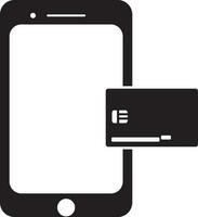 black and white online card payment by mobile. vector