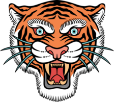 Traditional Tiger Head PNG Illustration